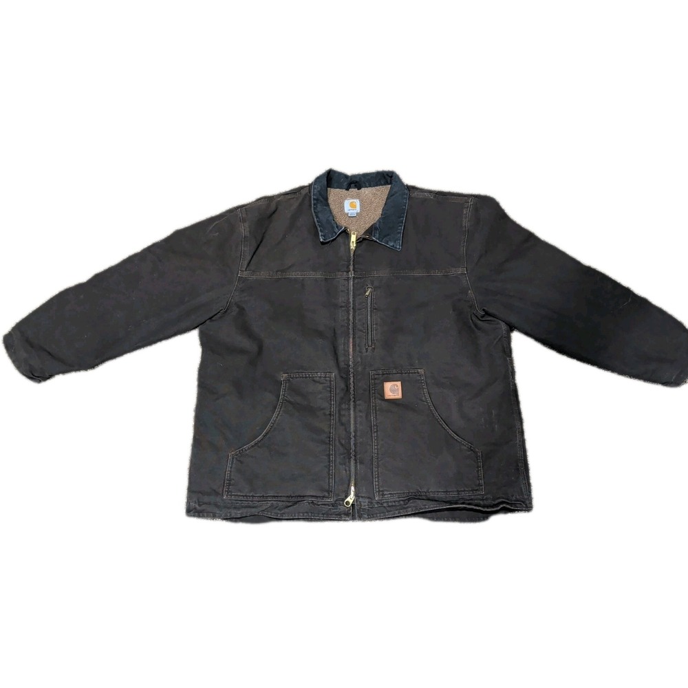 Carhartt Jacket Mens XXL Sherpa Fleece Lined Detroit C61 DKB Duck Canvas Zip 2XL